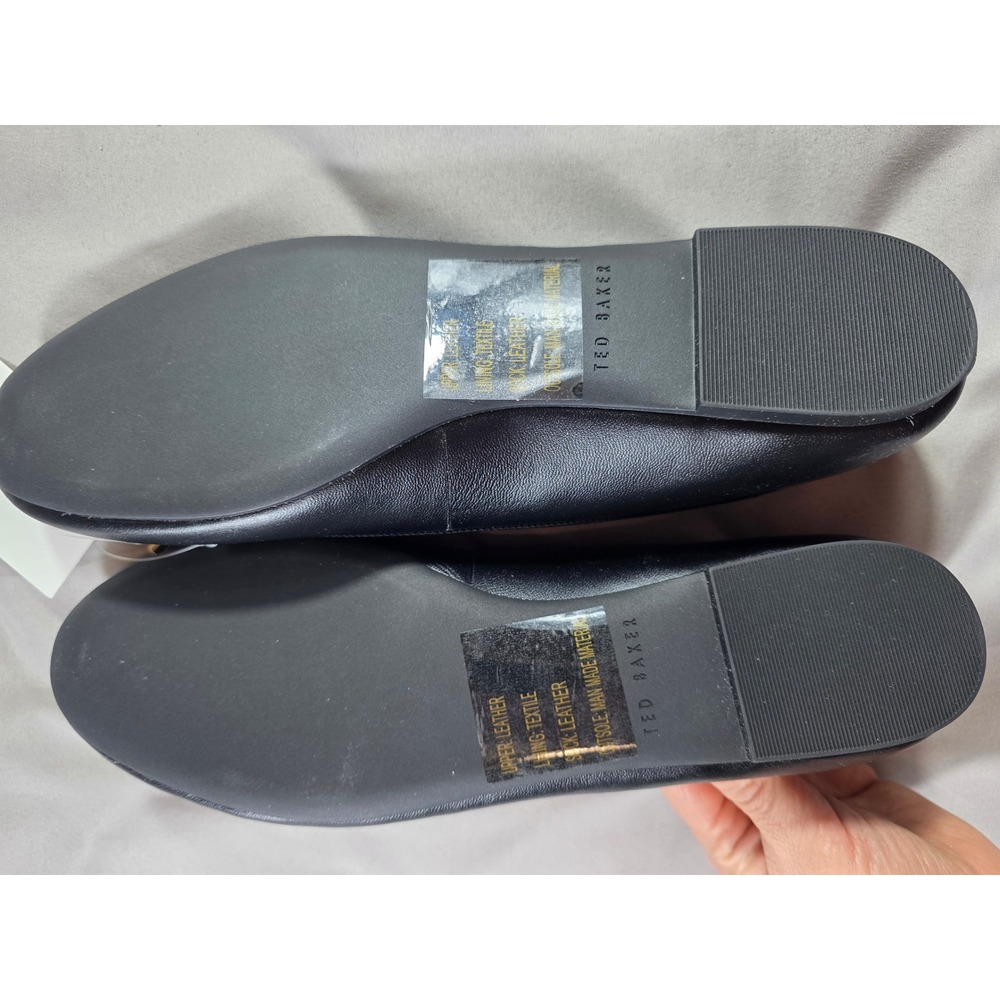 Ted Baker Ballet Flats Women Size 9 Black Leather Bow Detail 1967199 NEW - Picture 8 of 9